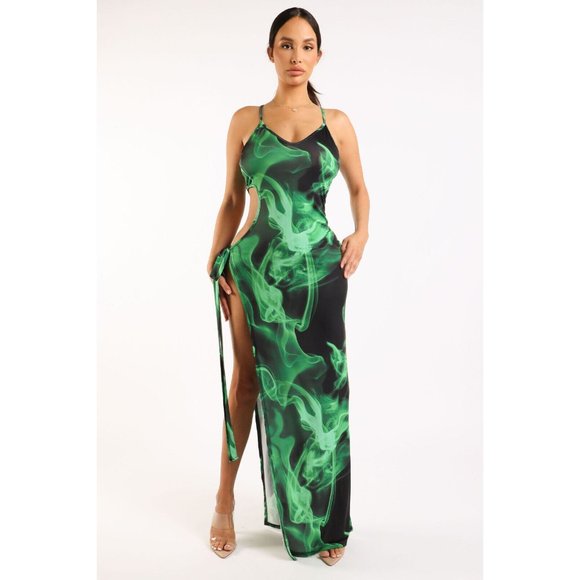 Dresses & Skirts - Women's On Fire Maxi Dress Cut Out Lace Up Strappy Fashion Party Club Sexy Dress